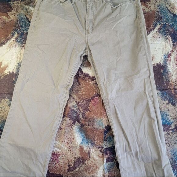 Levi’s 514 Beige Jeans Men Size 38X30 Tan Khaki Straight Black Patch White Tab - Picture 4 of 15